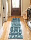 Garden Maze Retreat Collection Area Rug - Hedgegrove Runner Blue  lifestyle 117