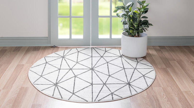 Garden Maze Retreat Collection Area Rug -  Arborlane Round White  lifestyle 77