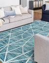 Garden Maze Retreat Collection Area Rug -  Arborlane Rectangle Blue  lifestyle 12