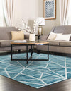 Garden Maze Retreat Collection Area Rug -  Arborlane Rectangle Blue  lifestyle 21