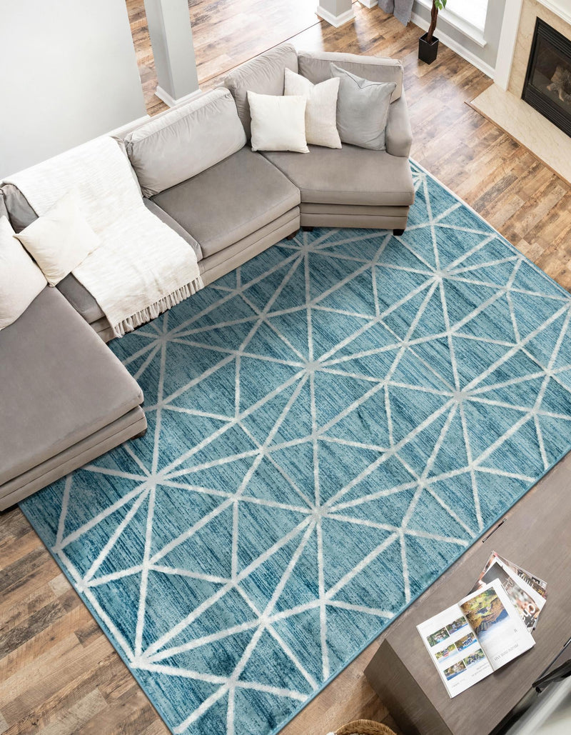 Garden Maze Retreat Collection Area Rug -  Arborlane Rectangle Blue  lifestyle 27