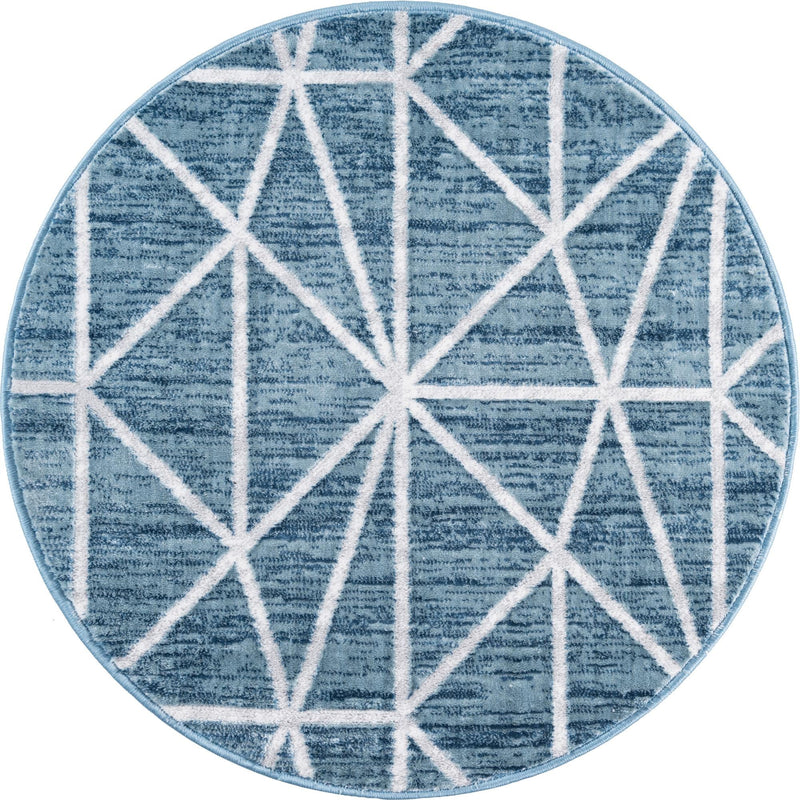 Garden Maze Retreat Collection Area Rug -  Arborlane Round Blue  lifestyle 64