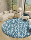 Garden Maze Retreat Collection Area Rug -  Arborlane Round Blue  lifestyle 73