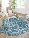 Garden Maze Retreat Collection Area Rug -  Arborlane Round Blue  lifestyle 90