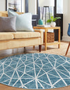 Garden Maze Retreat Collection Area Rug -  Arborlane Round Blue  lifestyle 102