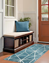 Garden Maze Retreat Collection Area Rug -  Arborlane Runner Blue  lifestyle 97