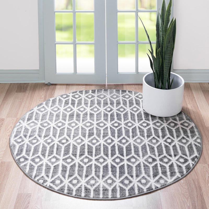 Garden Maze Retreat Collection Area Rug -  Mazeview Round Gray  lifestyle 31