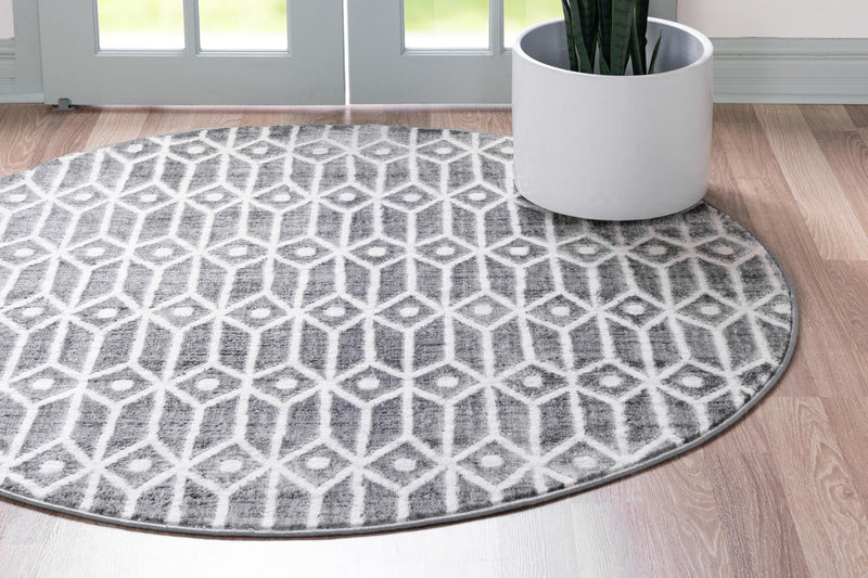 Garden Maze Retreat Collection Area Rug -  Mazeview Round Gray  lifestyle 51