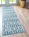 Garden Maze Retreat Collection Area Rug -  Mazeview Runner Blue  lifestyle 40