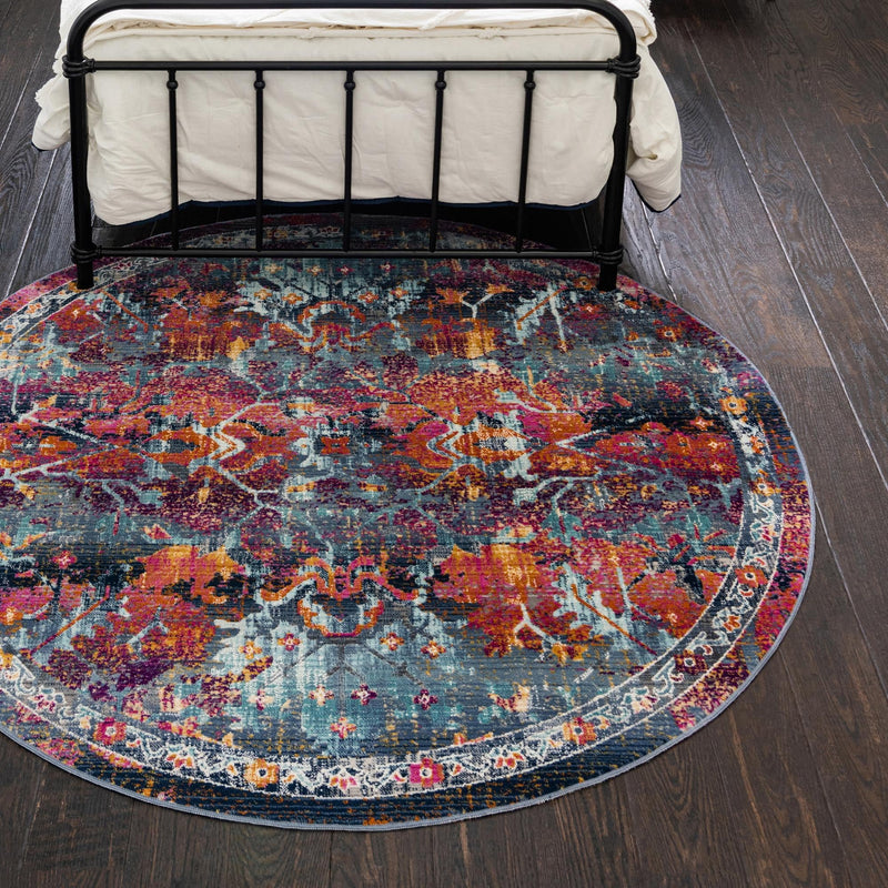 Prague Tapestry Collection Area Rug -  Moravia Round Red  lifestyle 45