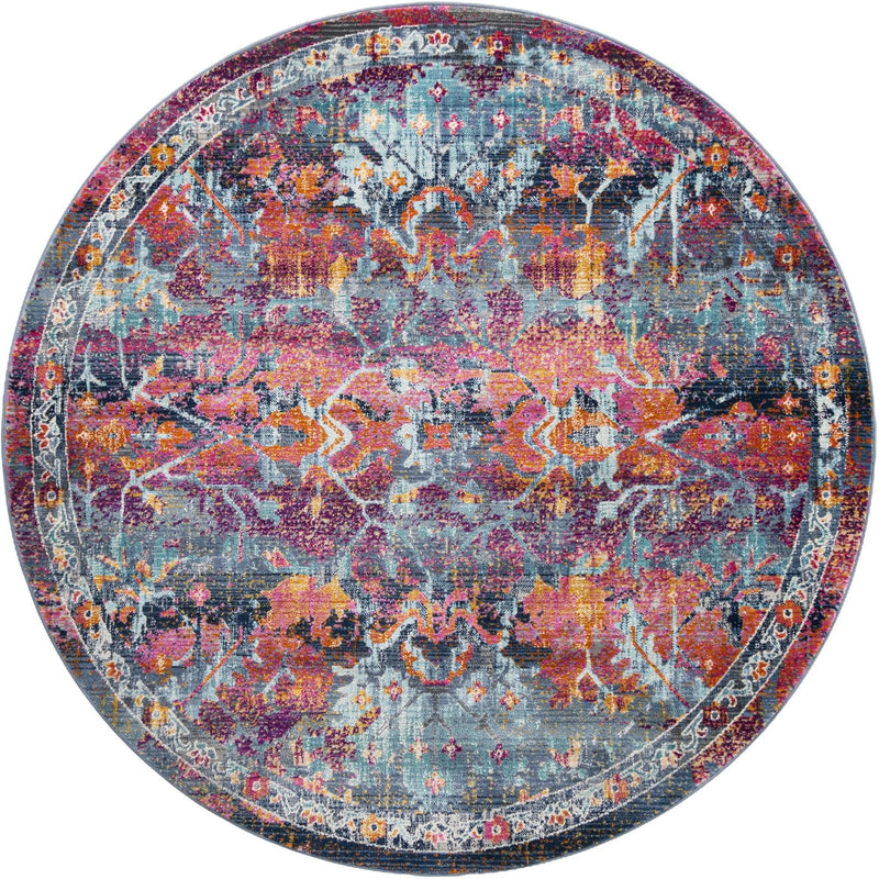 Prague Tapestry Collection Area Rug -  Moravia Round Red  lifestyle 33