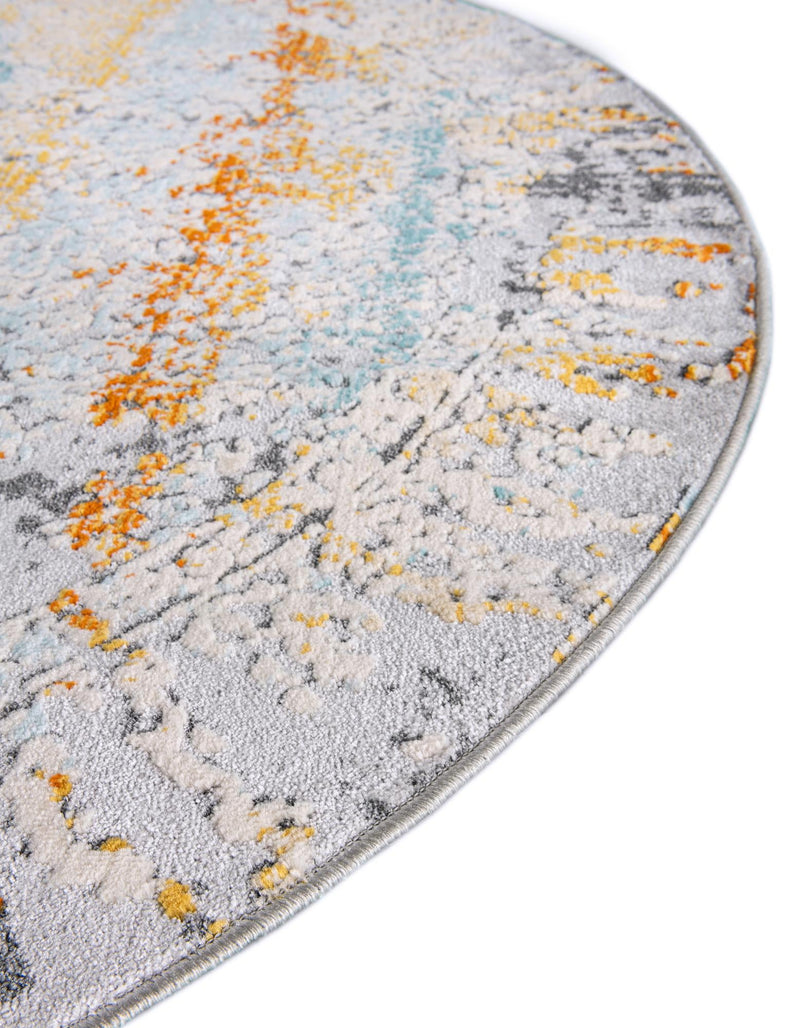 Prague Tapestry Collection Area Rug -  Hradcany Round Gray  lifestyle 33