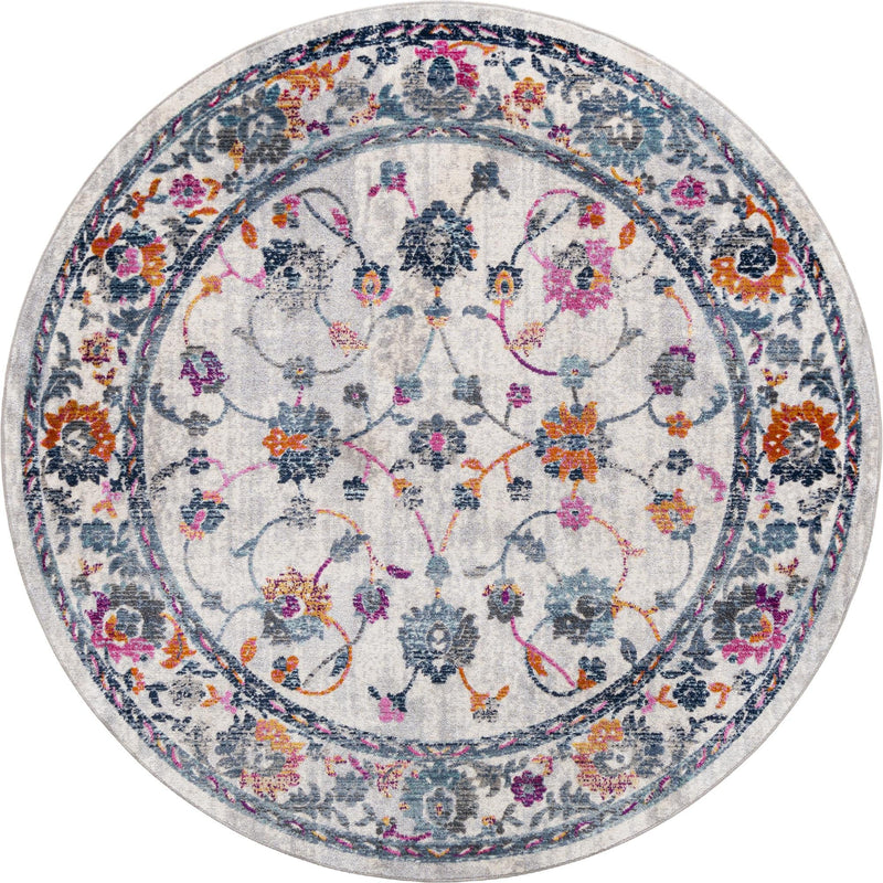 Prague Tapestry Collection Area Rug -  Vysehrad Round Ivory  lifestyle 18