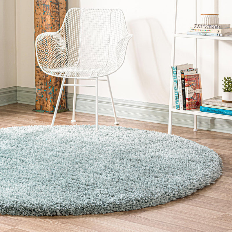 Eternal Plush Oasis Collection Area Rug -  Tranquility (Slate Blue) Round Slate Blue  lifestyle 7