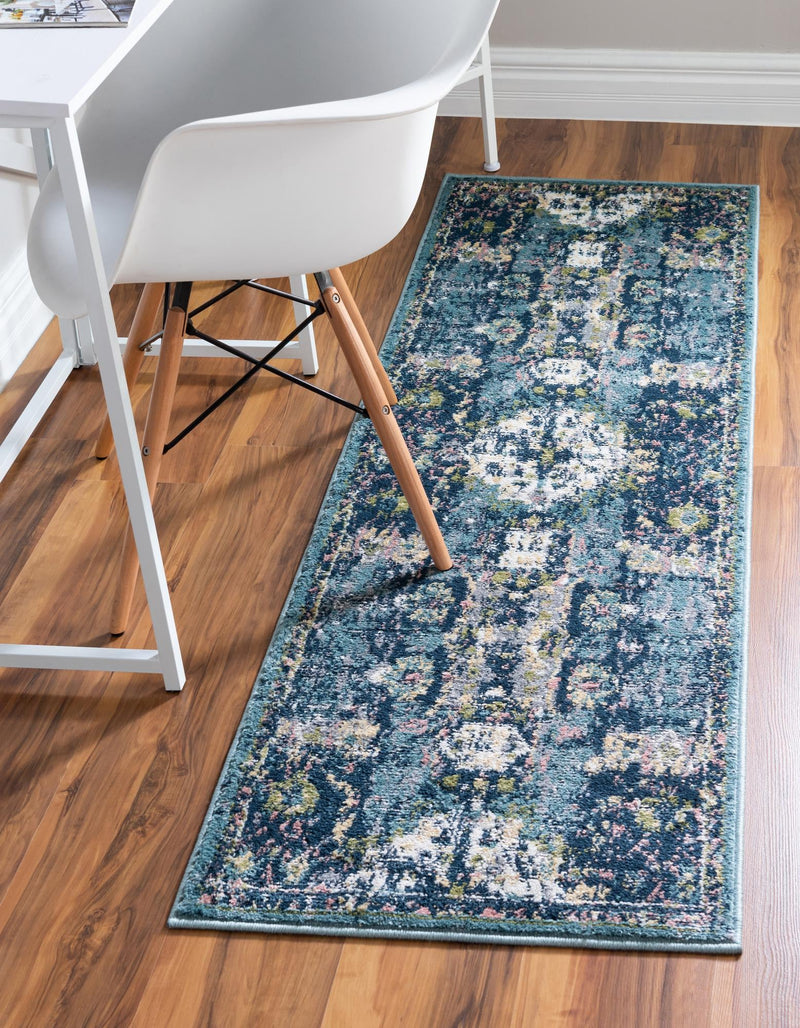 Savannah Elegance Collection Area Rug -  Azalea Runner Navy Blue  lifestyle 53