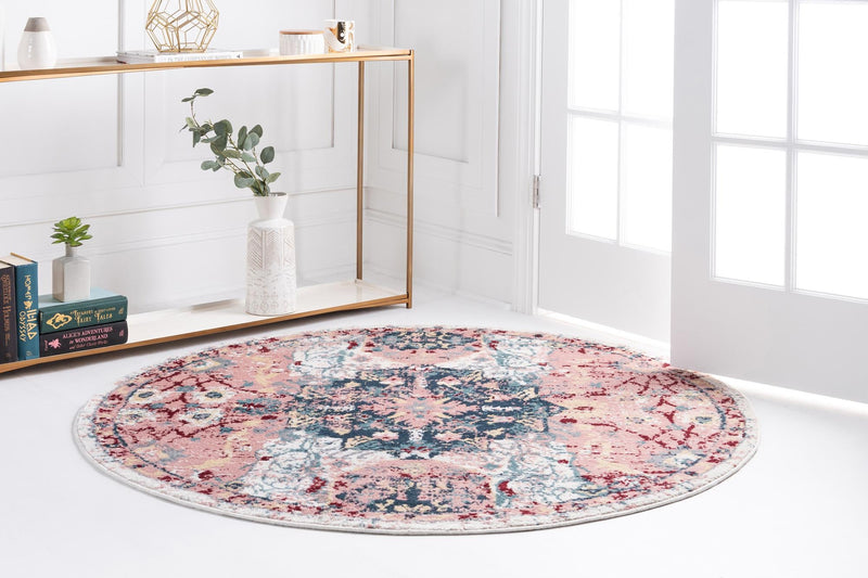 Savannah Elegance Collection Area Rug -  Azalea Round Pink  lifestyle 57