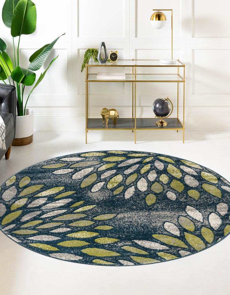 Savannah Elegance Collection Area Rug -  Riverfront Round Navy Blue  lifestyle 61