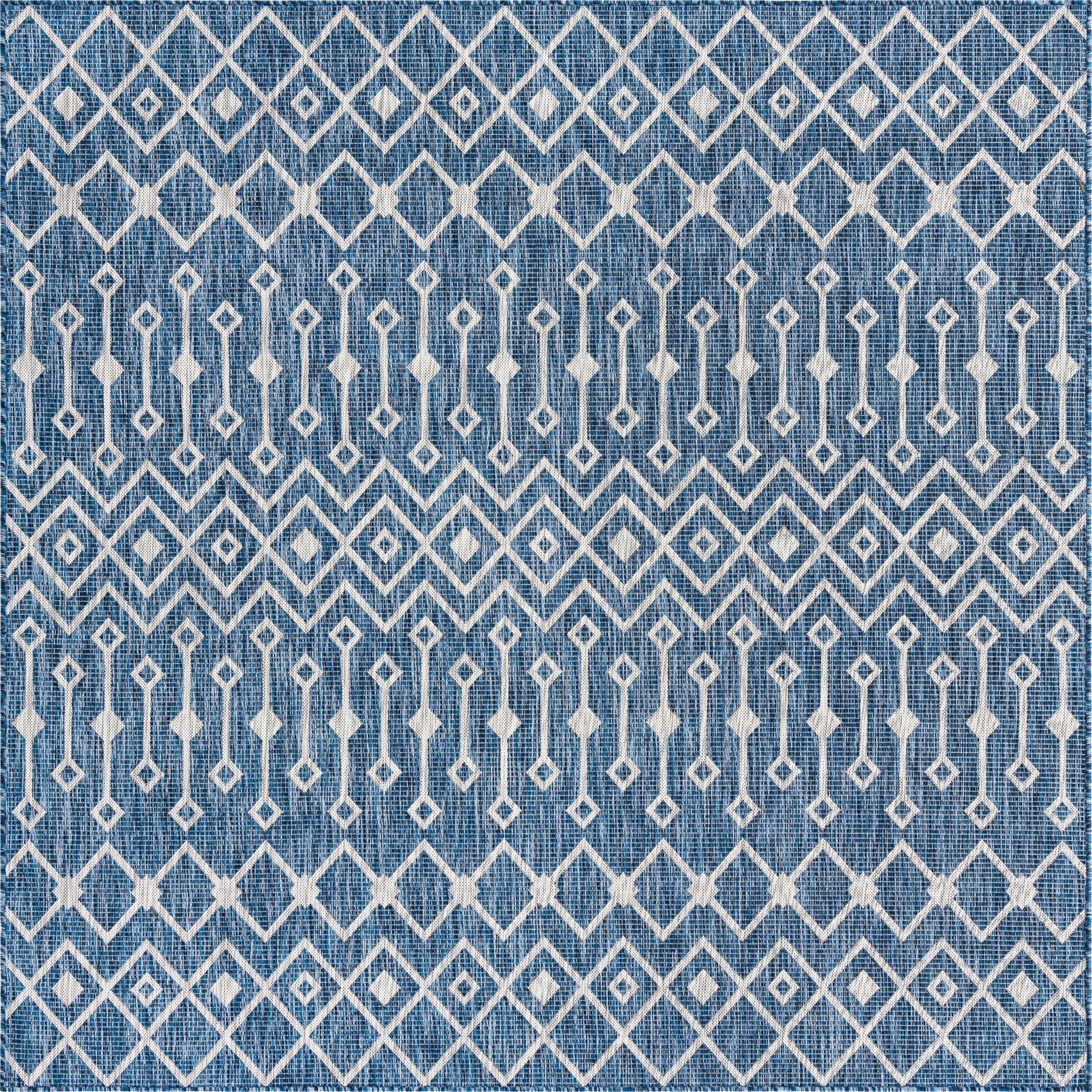 Seaside Lattice Collection Area Rug -  Pergola (Blue)