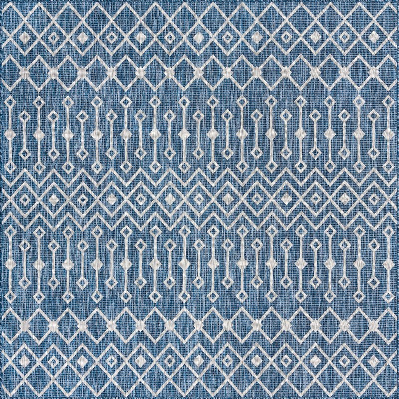 Garden Lattice Oasis Collection Area Rug -  Pergola (Blue) Square Blue Main