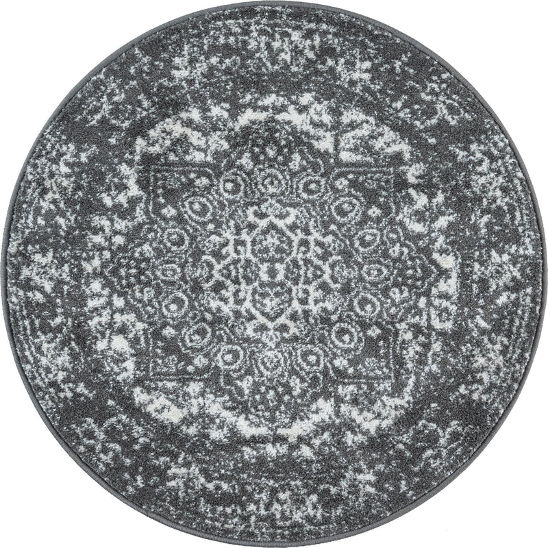 Georgetown Rugs Collection Area Rug - Dupont (Dark Gray) Round Dark Gray  lifestyle 11