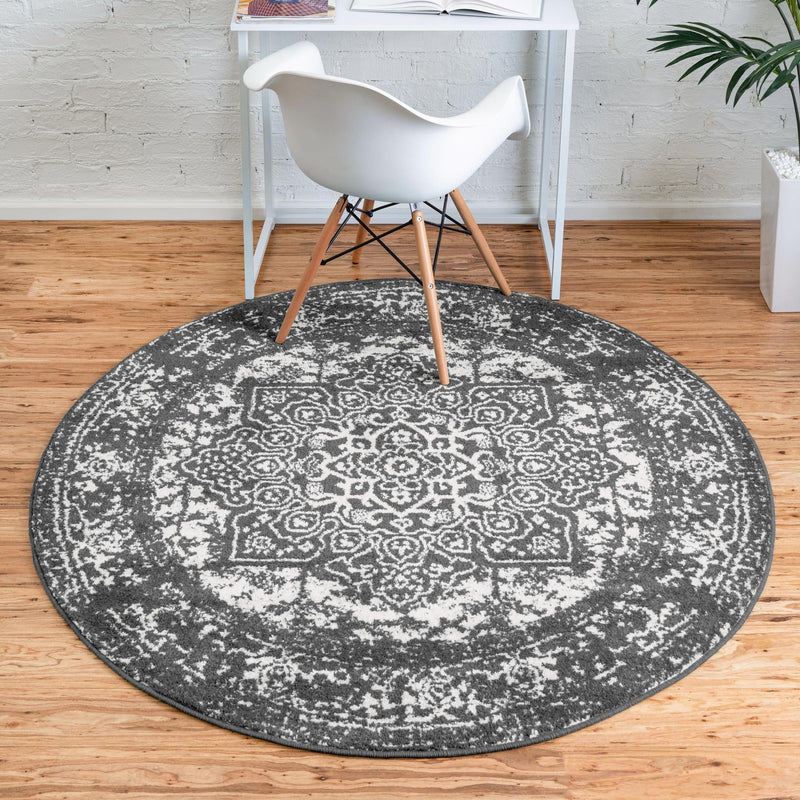 Georgetown Rugs Collection Area Rug - Dupont (Dark Gray) Round Dark Gray  lifestyle 16