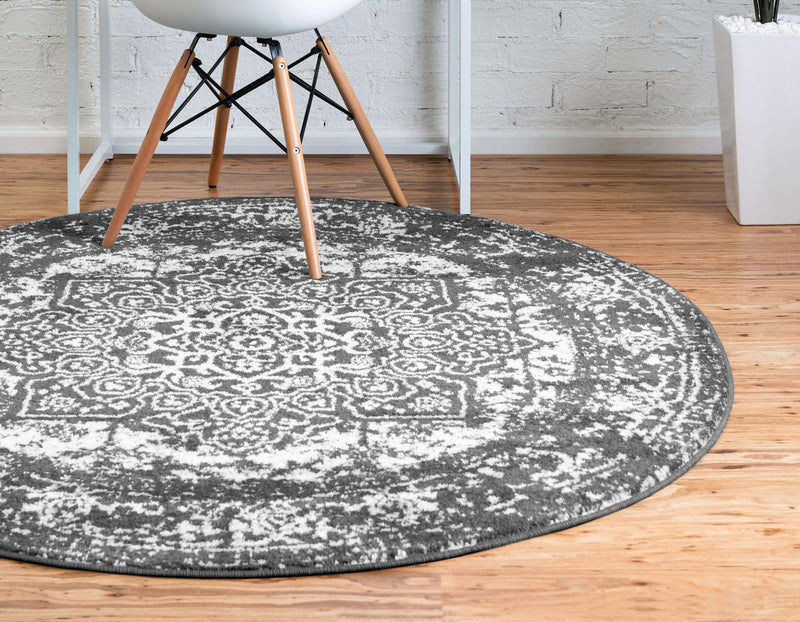 Georgetown Rugs Collection Area Rug - Dupont (Dark Gray) Round Dark Gray  lifestyle 21