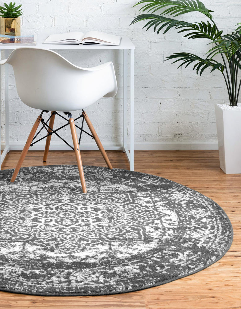 Georgetown Rugs Collection Area Rug - Dupont (Dark Gray) Round Dark Gray  lifestyle 26