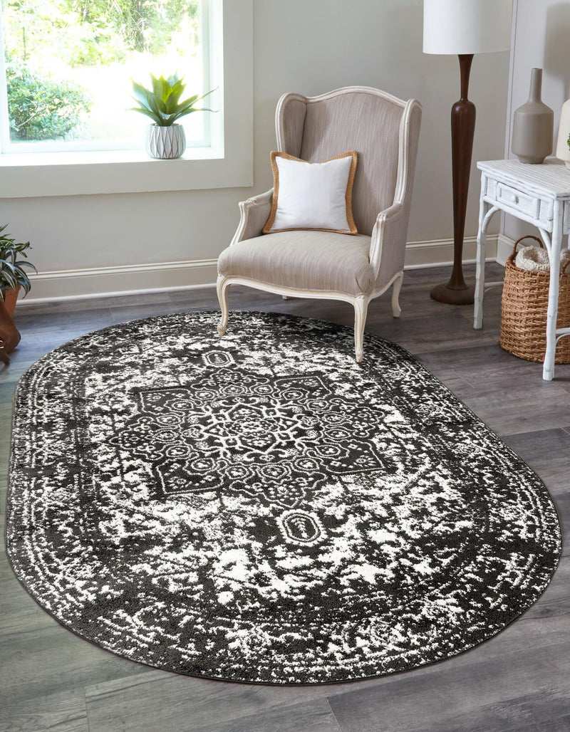 Georgetown Rugs Collection Area Rug - Dupont (Dark Gray) Oval Dark Gray  lifestyle 44