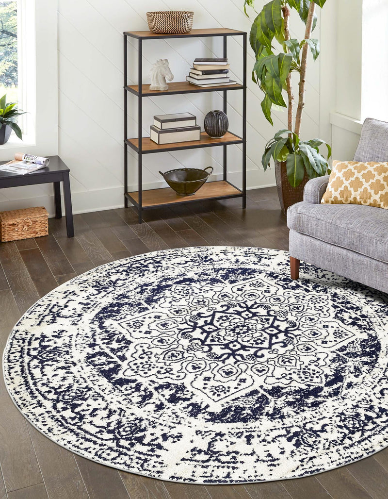 Georgetown Rugs Collection Area Rug - Dupont (Blue) Round Blue  lifestyle 52