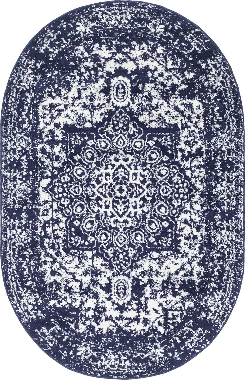 Georgetown Rugs Collection Area Rug - Dupont (Navy Blue) Oval Navy Blue  lifestyle 17