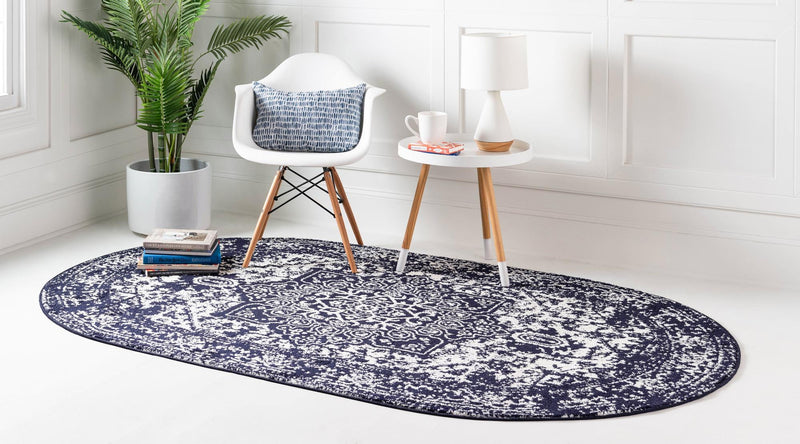 Georgetown Rugs Collection Area Rug - Dupont (Navy Blue) Oval Navy Blue  lifestyle 27