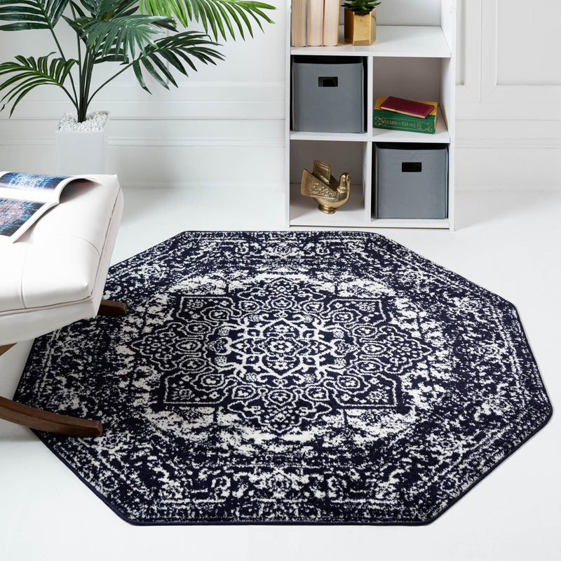 Georgetown Rugs Collection Area Rug - Dupont (Navy Blue) Octagon Navy Blue  lifestyle 23