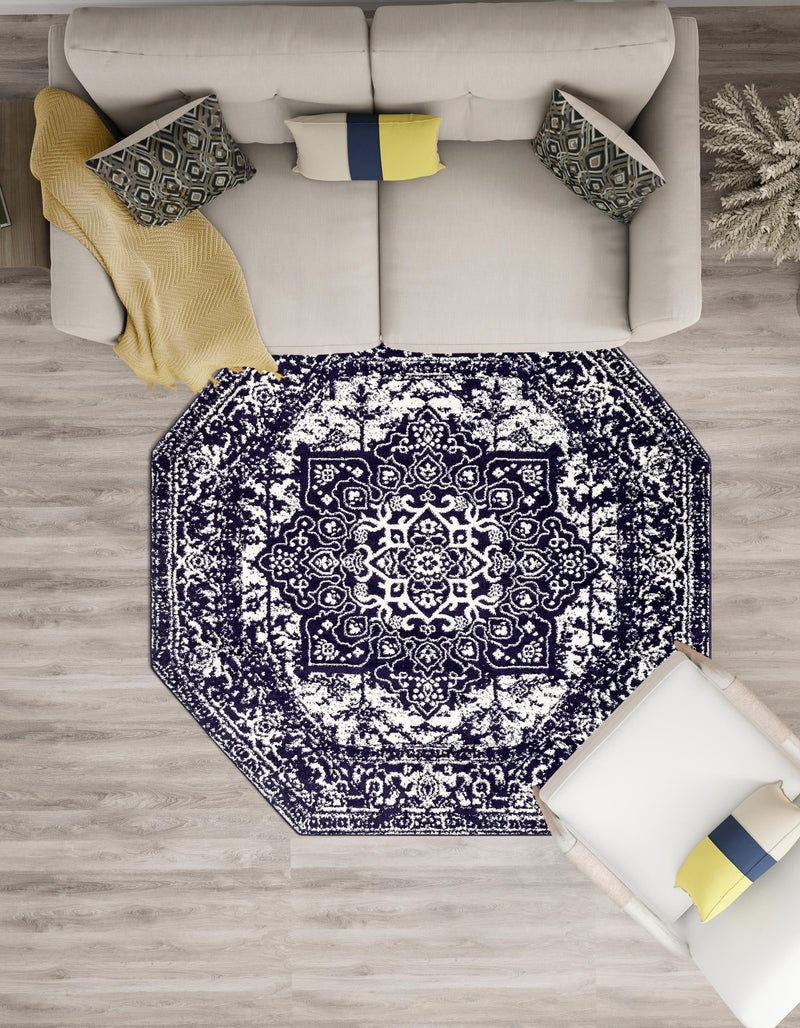 Georgetown Rugs Collection Area Rug - Dupont (Navy Blue) Octagon Navy Blue  lifestyle 49