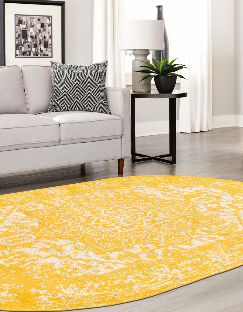 Georgetown Rugs Collection Area Rug - Dupont (Yellow) Oval Yellow  lifestyle 50