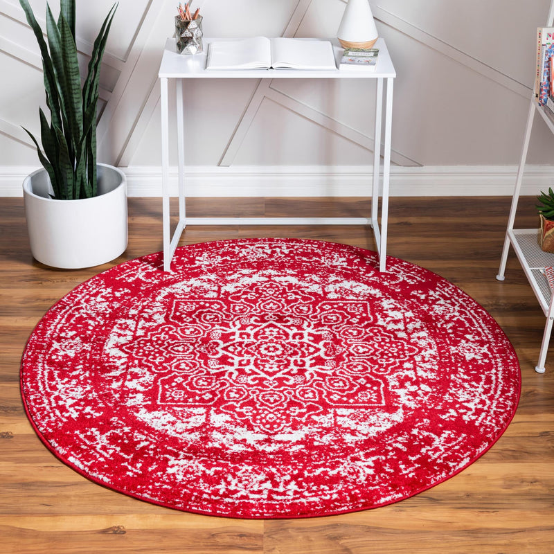 Georgetown Rugs Collection Area Rug - Dupont (Red) Round Red  lifestyle 21