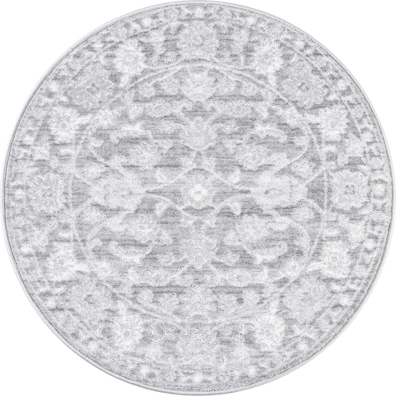 Charleston Elegance Collection Area Rug -  Seaport (Gray) Round Gray  lifestyle 16