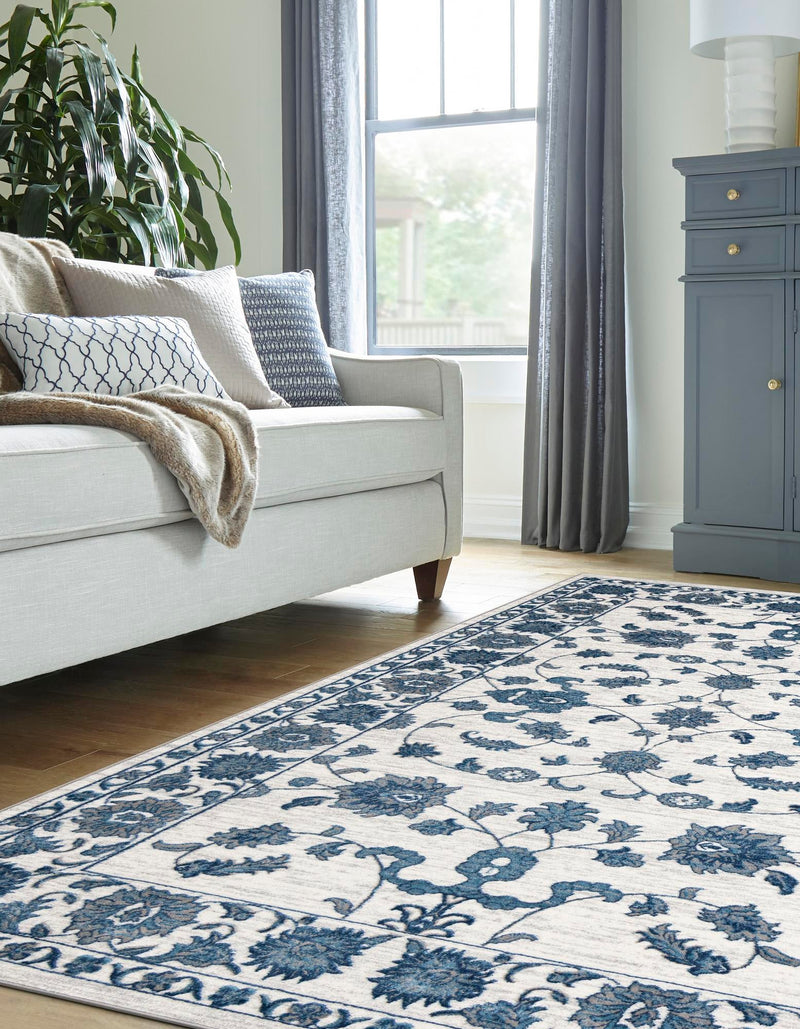 Charleston Elegance Collection Area Rug -  Seaport (White Blue) Rectangle White Blue  lifestyle 3