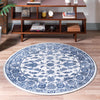 Charleston Elegance Collection Area Rug -  Seaport (White Blue) Round White Blue  lifestyle 21