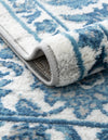 Charleston Elegance Collection Area Rug -  Seaport (White Blue) Round White Blue  lifestyle 36