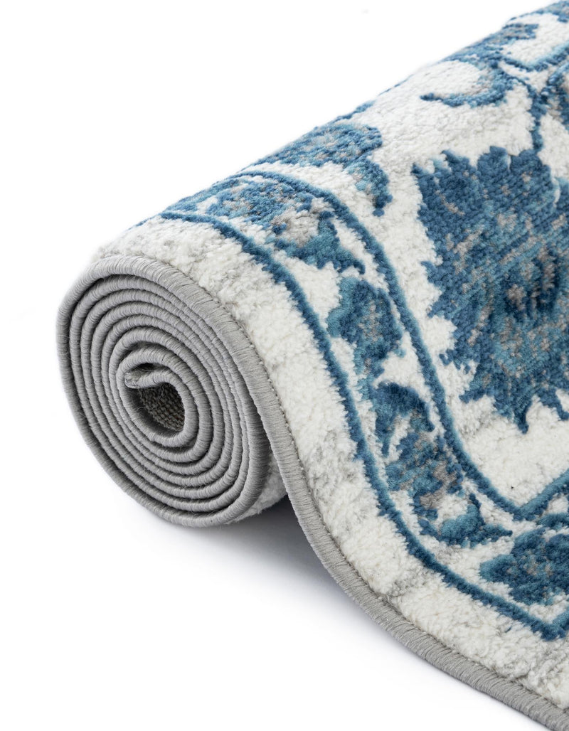 Charleston Elegance Collection Area Rug -  Seaport (White Blue) Runner White Blue  lifestyle 55