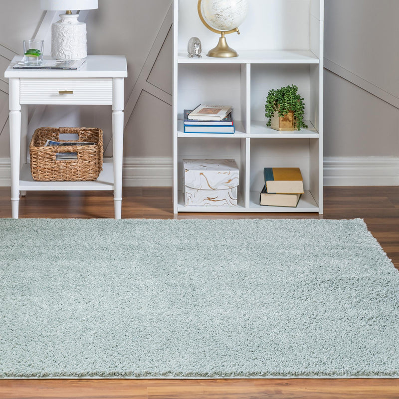 Cozy Comfort Shag Collection Area Rug - Haven (Sage Green) Square Sage Green  lifestyle 19