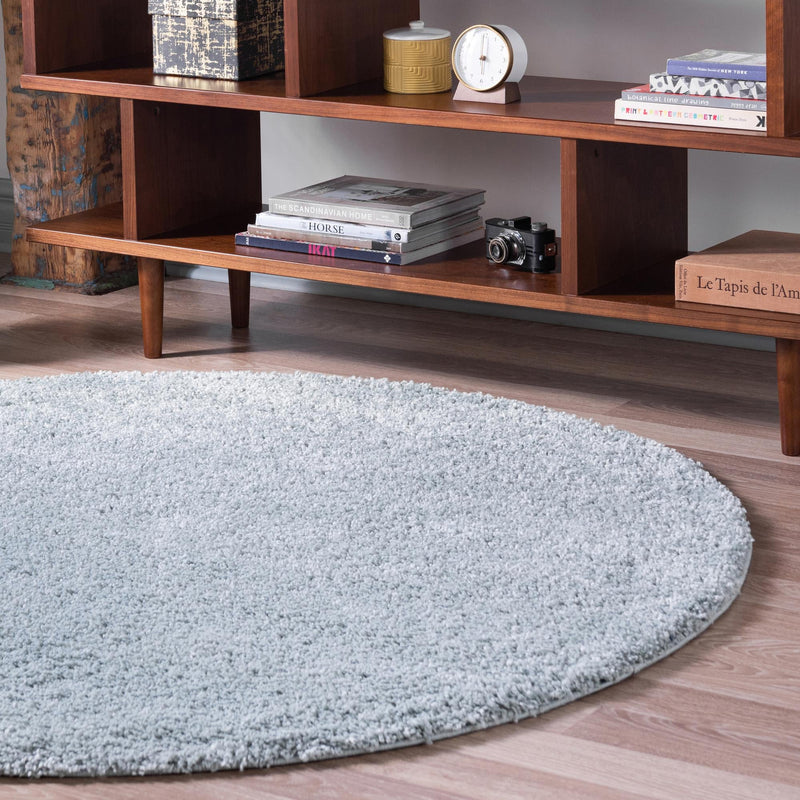 Cozy Comfort Shag Collection Area Rug - Haven (Sage Green) Round Sage Green  lifestyle 23