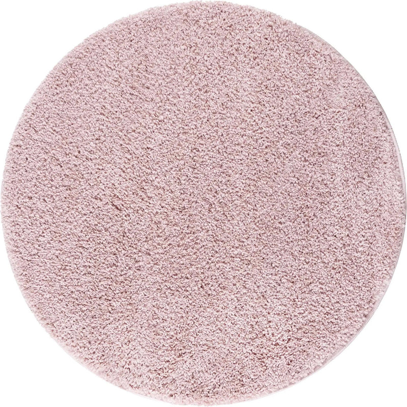 Cozy Comfort Shag Collection Area Rug - Haven (Pink) Round Pink  lifestyle 17