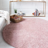 Cozy Comfort Shag Collection Area Rug - Haven (Pink) Round Pink  lifestyle 23