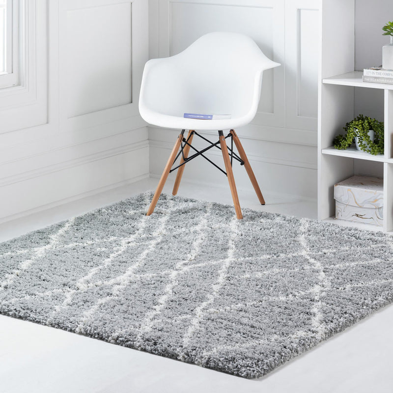 Cozy Haven Shag Collection Area Rug - Serenity (Cloud Gray) Square Cloud Gray  lifestyle 25