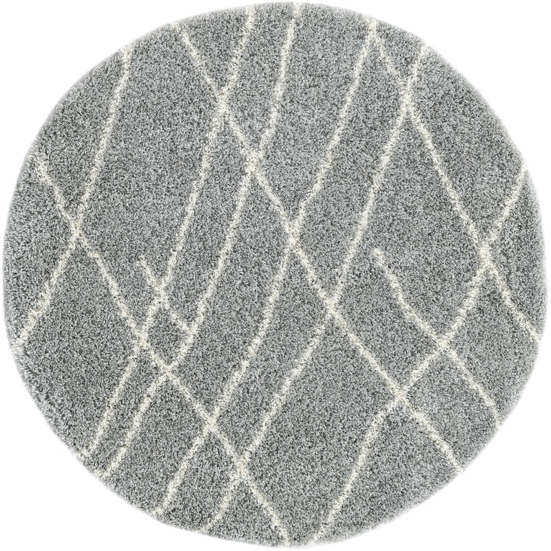 Cozy Haven Shag Collection Area Rug - Serenity (Cloud Gray) Round Cloud Gray  lifestyle 17