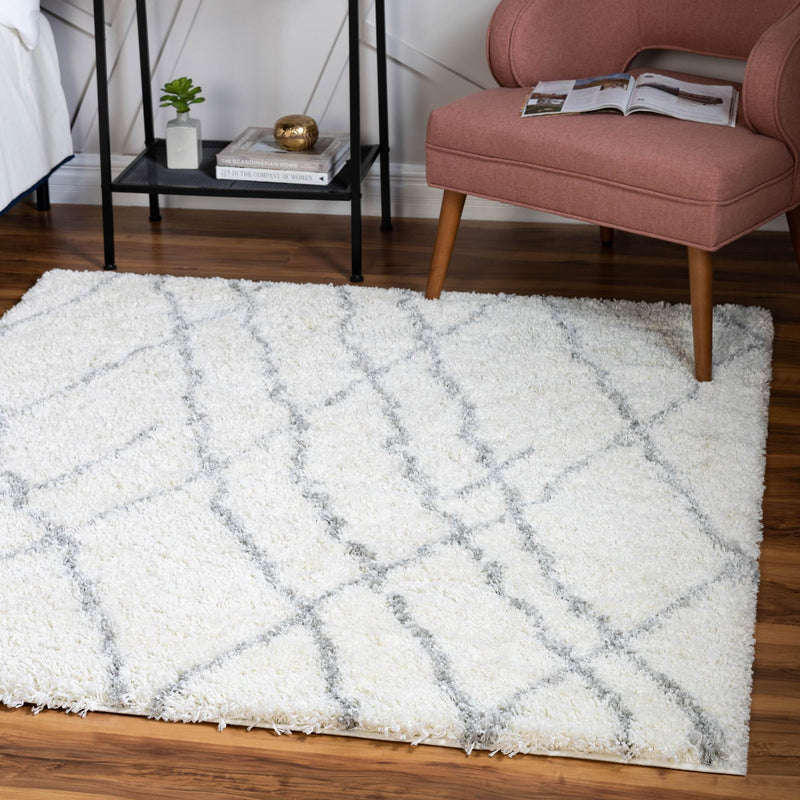 Cozy Haven Shag Collection Area Rug - Serenity (Ivory) Square Ivory  lifestyle 26