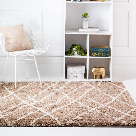 Cozy Haven Shag Collection Area Rug - Serenity (Khaki)