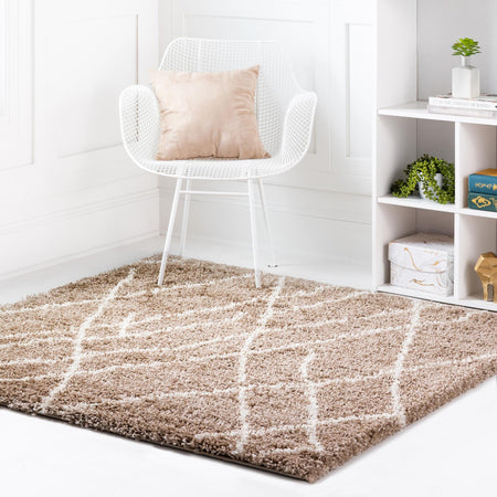 Cozy Haven Shag Collection Area Rug - Serenity (Khaki)