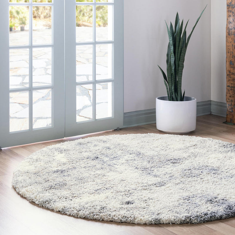 Cozy Haven Shag Collection Area Rug -  Tranquility (Pebble Gray) Round Pebble Gray  lifestyle 20